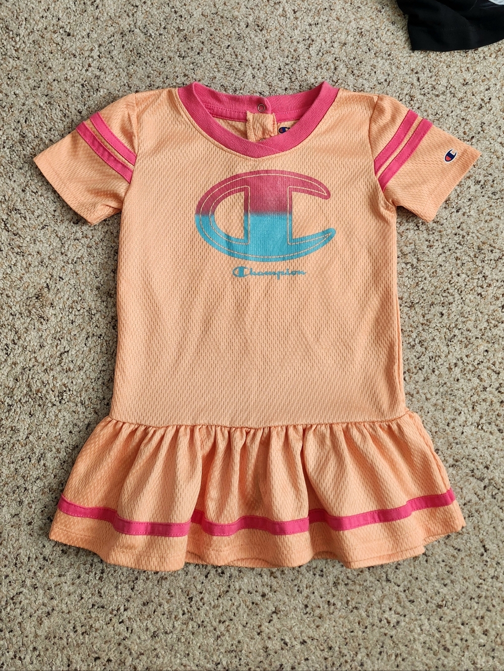 Champion Peach Dress with Pink and Teal Logo